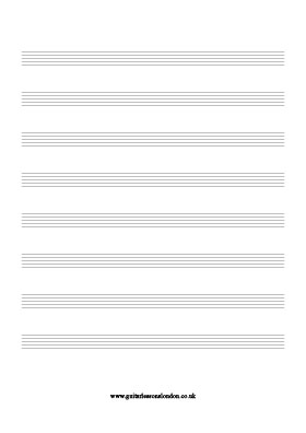Cliff Smith Guitar Lessons, free blank paper, 8-stave-no-clef