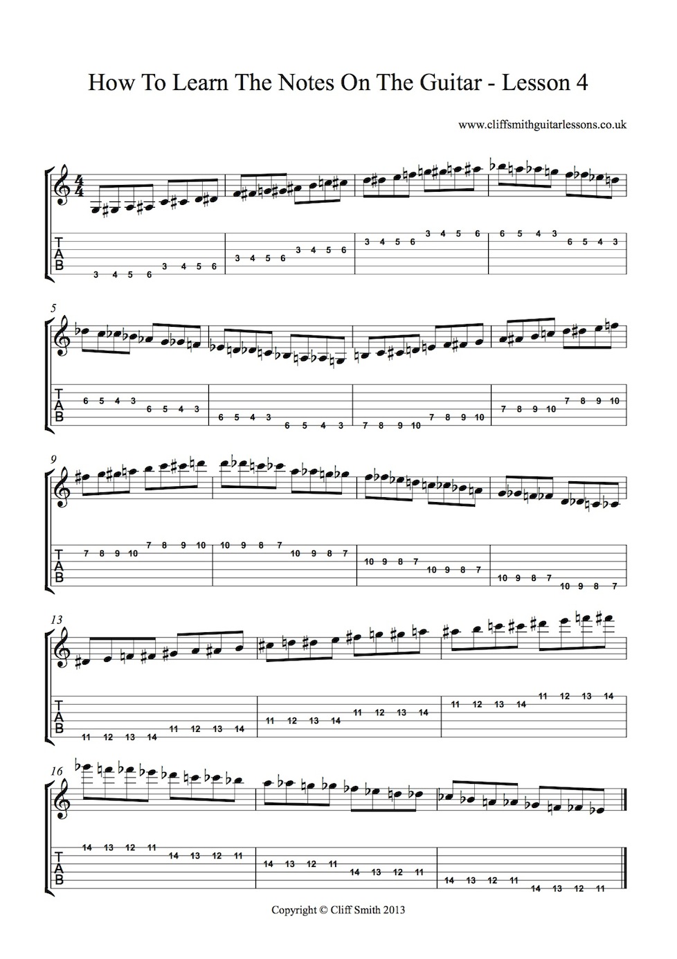 How to learn the notes on the guitar - lesson 4 - Cliff Smith Guitar Lessons London