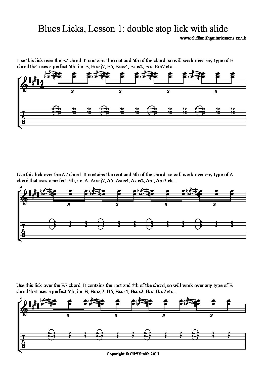guitar lesson lick note Double
