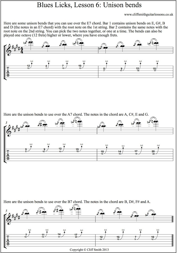 Unison bend blues licks lesson 6 - Cliff Smith Guitar Lessons London