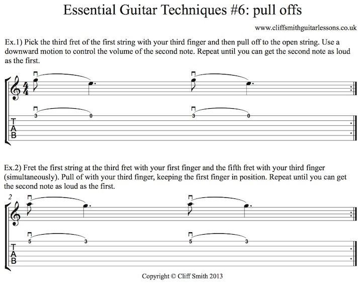 How to do pull offs - tab & notation worksheet