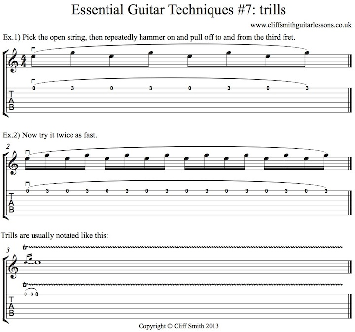 How to do trills - tab & notation worksheet