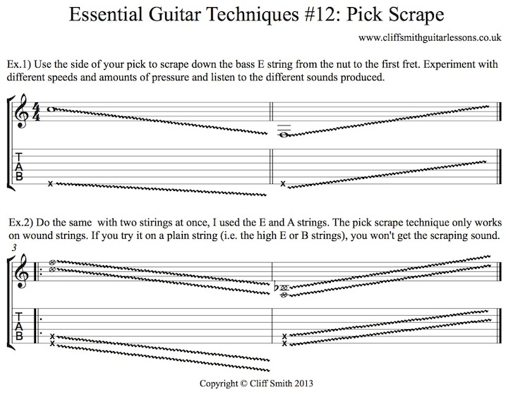 How to perform a pick scrape - Cliff Smith Guitar Lessons London