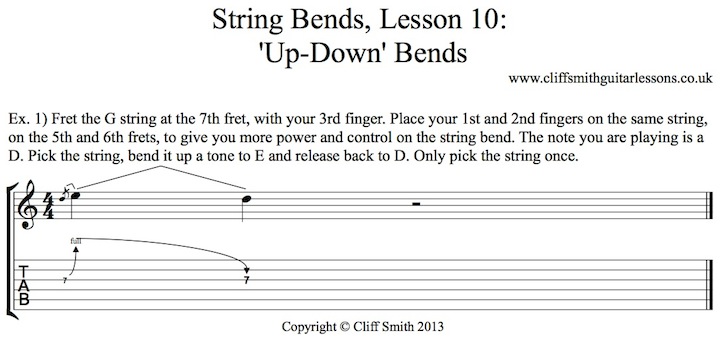 How to perform up down bends on guitar lesson.