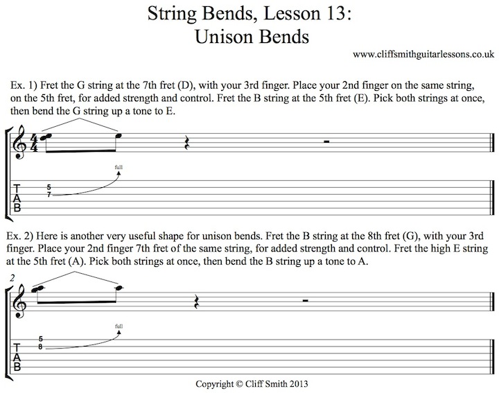 How to perform unison bends on guitar lesson.