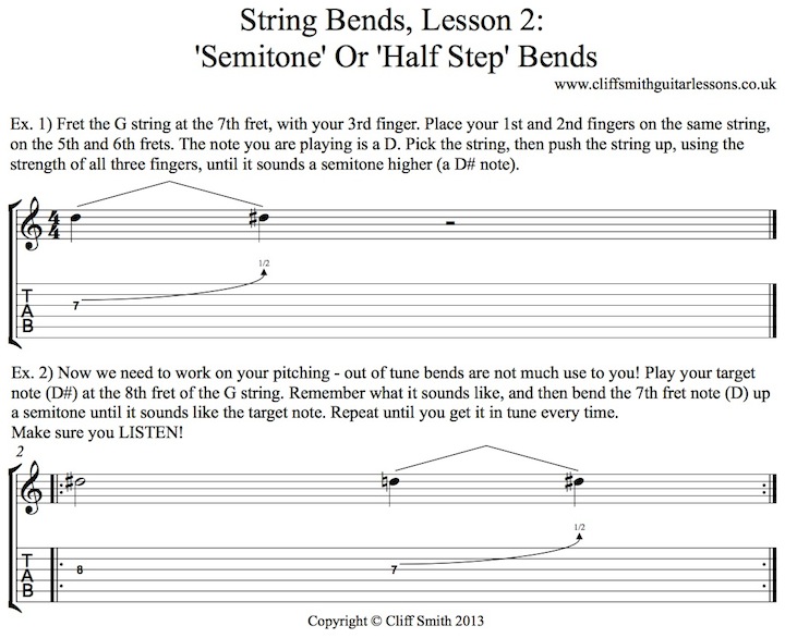 How to do semitone bends on guitar