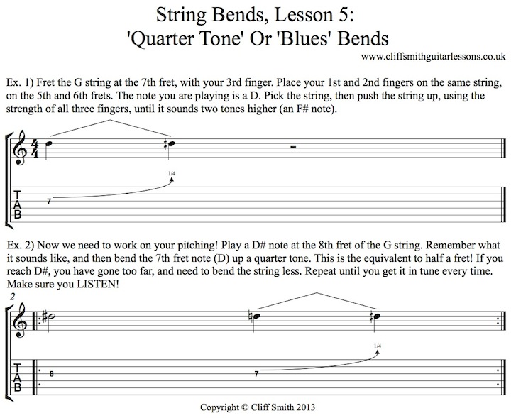 How to do quarter tone bends on guitar